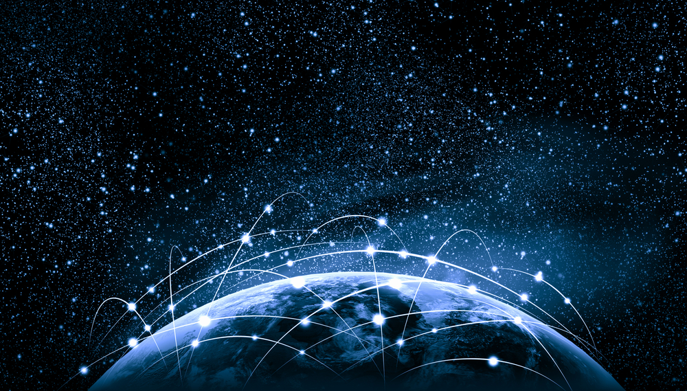 Blue vivid image of globe. Globalization concept. Elements of this image are furnished by NASA-3
