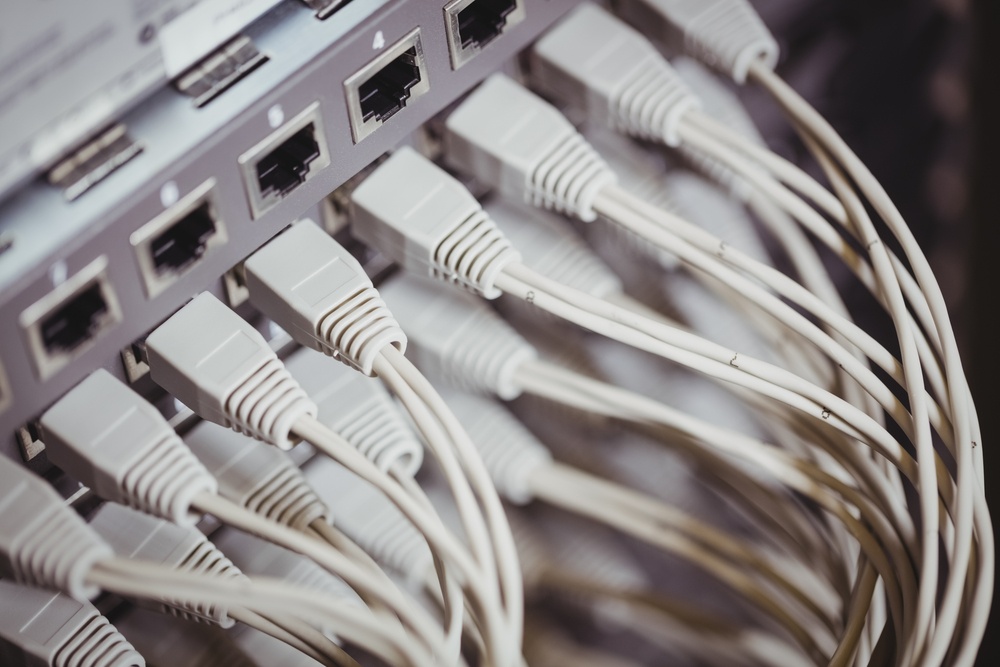 Close-up of rack mounted server in server room-5