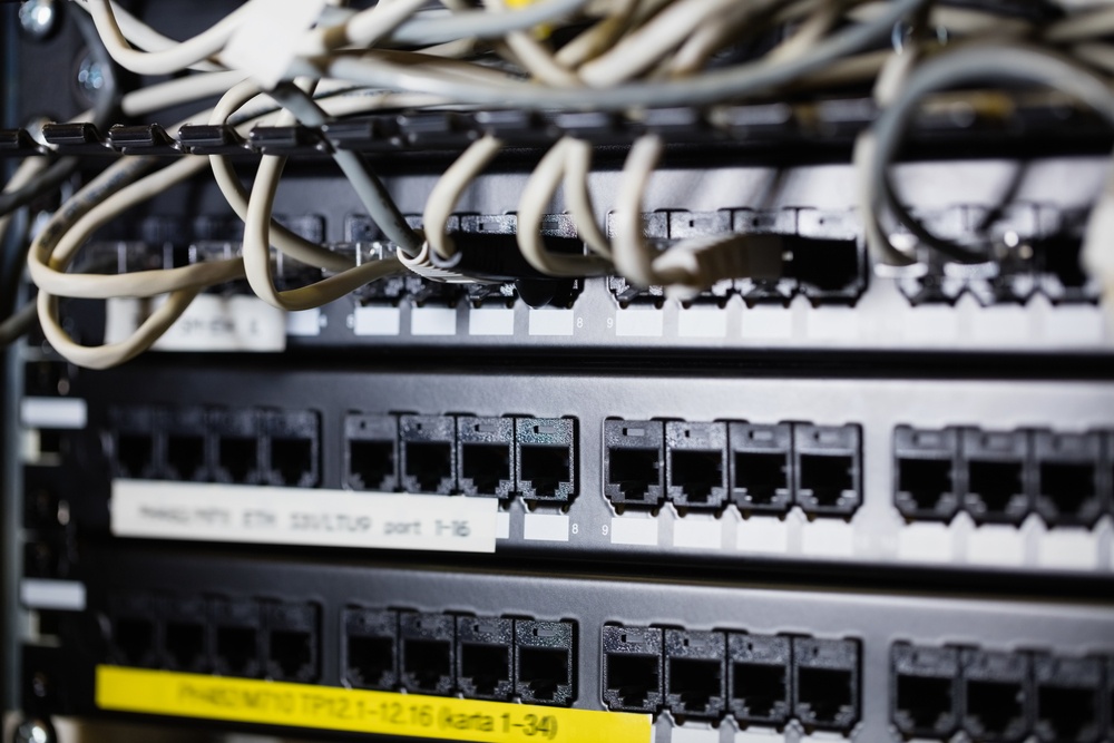 Close-up of rack mounted server in server room-6