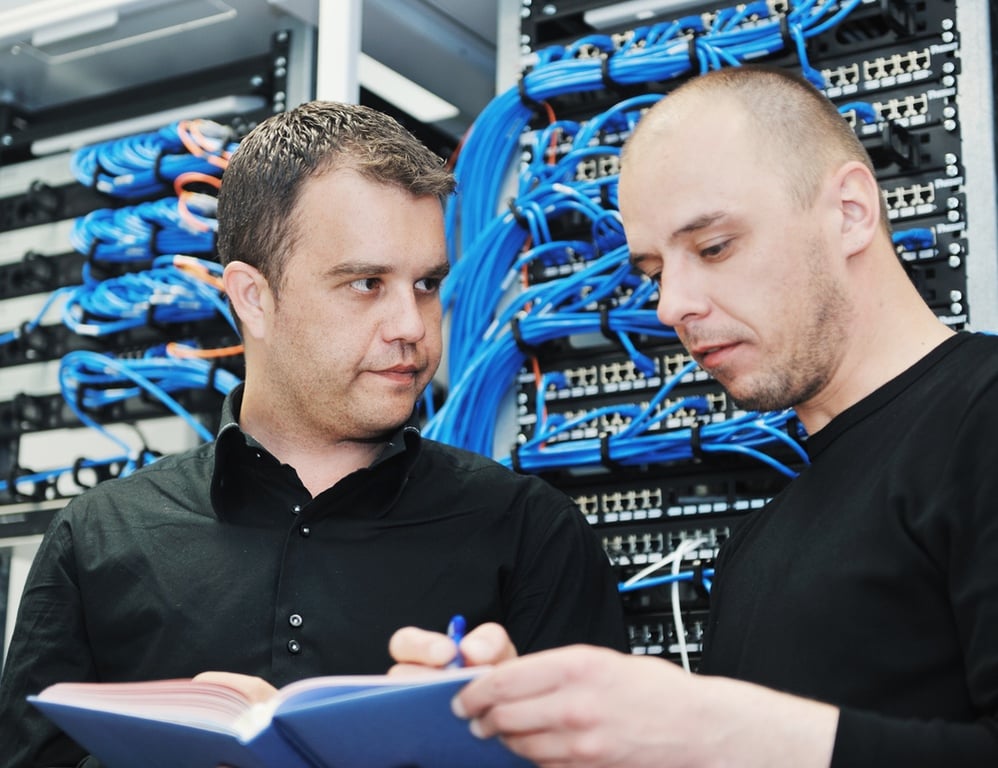 Network engineers in network data center