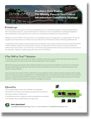 Case Study: Hardware Data Diodes:  The Missing Piece in Your Critical  Infrastructure Compliance Strategy