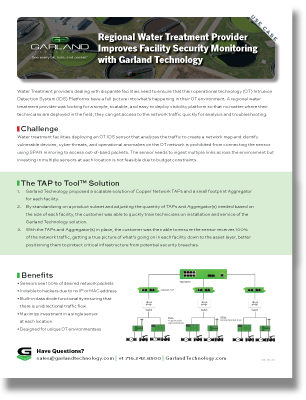 Case Study: Regional Water Treatment Provider Improves Facility Security Monitoring with Garland Technology 