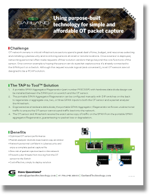 Case Study: Using purpose-built  technology for simple and  affordable OT packet capture
