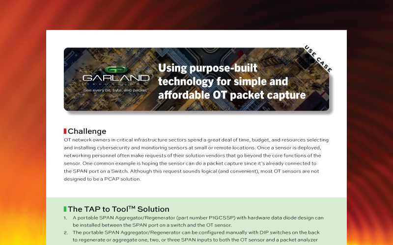 Using purpose-built technology for simple and affordable OT packet capture